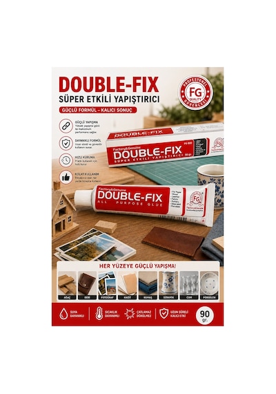 Sıvı Yapıştırıcı 90 Gr Tüp Double-fix Çok Amaçlı Kuvvetli Yapıştırıcı 2 Adet Okul Büro Yapıştırıcısı Kağıt Karton