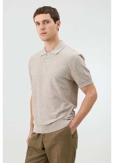 Antioch Dokulu Polo Yaka Triko Erkek T-shirt Taş