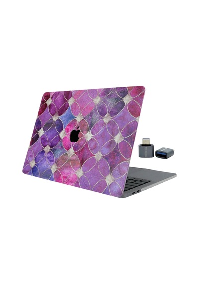 Macbook Pro 16 Kılıf Baskılı Sert Hard Case İnce Hafif Darbe Çizilme Koruma A2141 Uyumlu 16 İnç Açık Pembe
