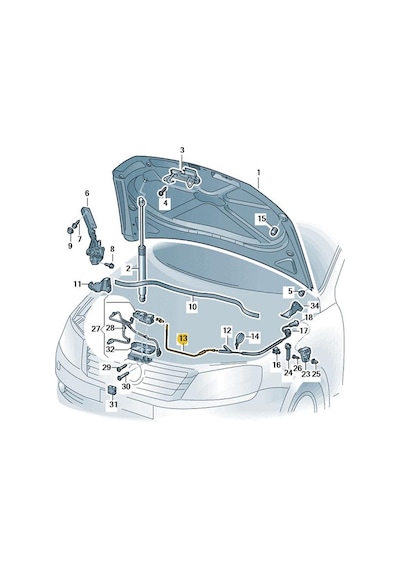 Vw Passat Cc 2009-2012 Motor Kaput Açma Teli Ön Parça 3c1823531
