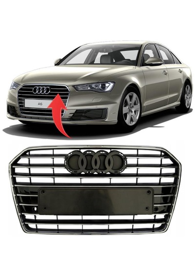Audi A6 Ön Panjur Kromlu Parlak Siyah 2015-2018 4g0853651ae İthal