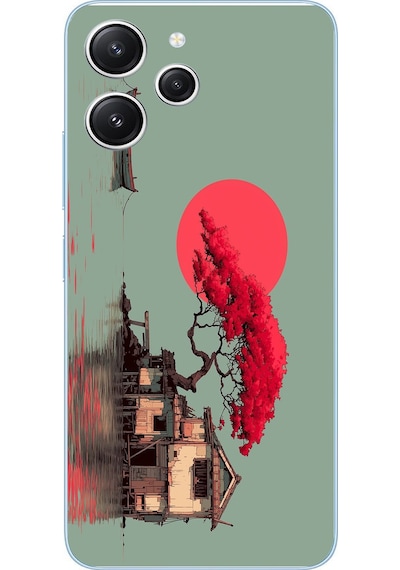 Redmi 12 Uyumlu Sahil Evi Baskılı Silikon Kılıf Renkli