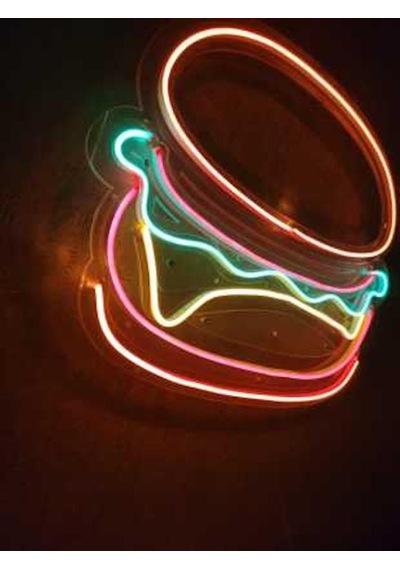 Hamburger Neon Led Burger Tabela Neon Duvar Dekorasyonu - N.25