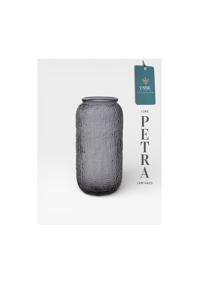 Chacha Home Luxury Petra İthal Cam Vazo 26 Cm Gri