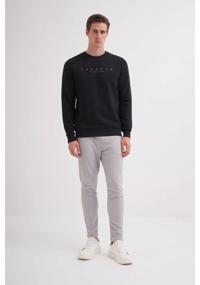 Cazador 52350 Erkek Bisiklet Yaka Sweatshirt Siyah