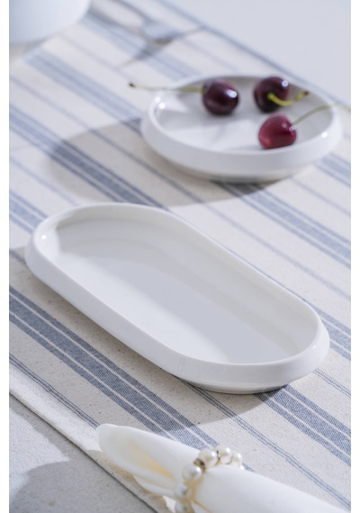 Acar Rumi Oval Kayık Tabak - 23 Cm Beyaz