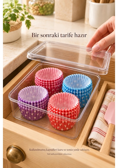 500 Adet Kağıt Muffin Kalıbı Cupcake Kek Kapsülü Desenli Puantiyeli Tek Kullanımlık Tatlı Sunum Kab Çok Renkli