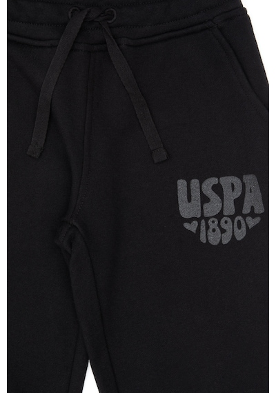 U.S. Polo Assn. Kız Çocuk Siyah Simli Baskı Detaylı Jogger Eşofman Altı 50316849-VR046