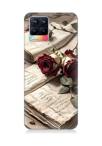 Realme 8 Uyumlu Mektup Ve Güller Desenli Silikon Kılıf