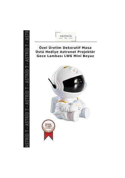 Özel Üretim Dekoratif Masa Üstü Hediye Astronot Projektör Gece Lambası Lw6 Mini Beyaz Çok Renkli