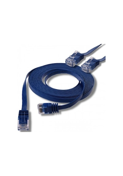 Irenis CAT6 Kablo Yassı Ethernet Network Lan Ağ İnternet Kablosu 1 M Mavi