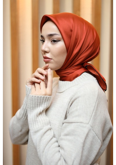 Silk Home Düz Micro Saten Eşarp 28013-13 Bakır