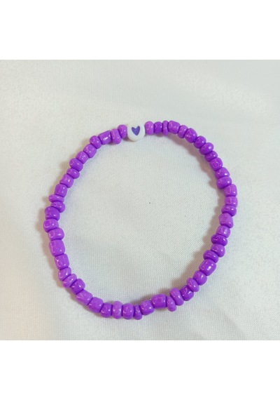 Crystal Atelier Mor Renkli Boncuklu Kalp Bileklik Mor