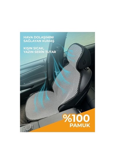 Meka Part Terletmez Koltuk Koruyucu Kılıf Siyah Universal 2 Parça Abanoz - Beyaz