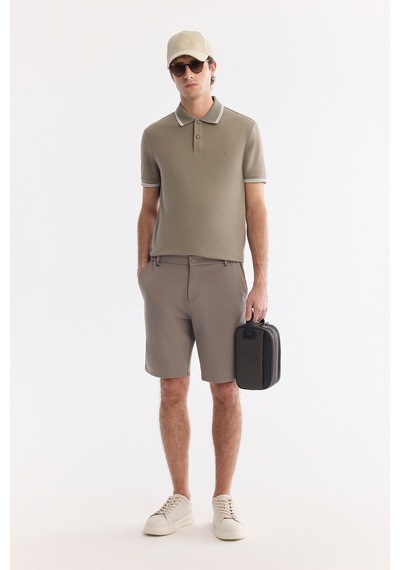 Avva Erkek Yeşil Kıvrılmaz Polo Yaka Pamuklu Teknik Kumaş Regular Fit T-shirt A61y1097