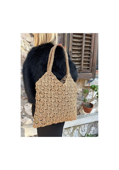 Melonndesign Yelpaze Model Hasır Handmade Çanta