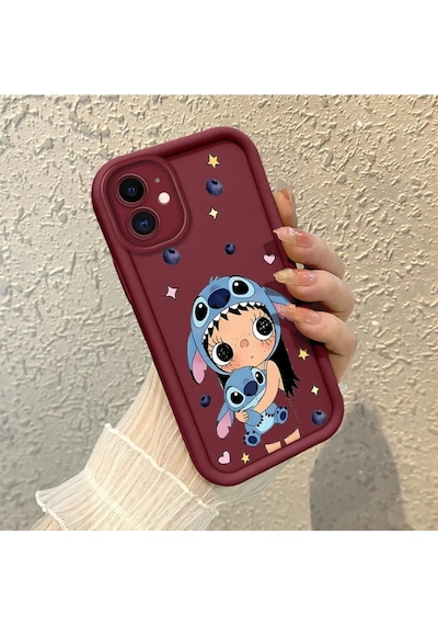 iPhone 11 Uyumlu Darbeye Dayanıklı Kamera Korumalı Bordo Silikon Baskı Desenli Kılıf 1