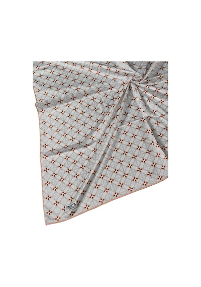 Mim Eşarp Emilya Rayon Desenli Eşarp 90x90 Cm Beyaz - Bej
