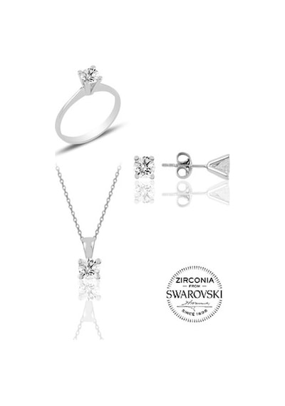 Gümüş Swarovski Tek Taş Modeli Üçlü Set (536536269)