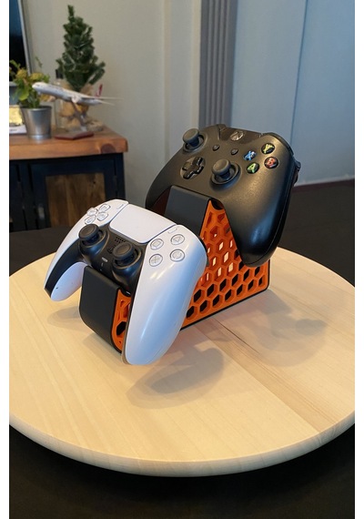 Kazanova Design İkili Oyun Kolu Standı Siyah Turuncu Xbox Ve Ps5 Uyumlu Controller Tutucu
