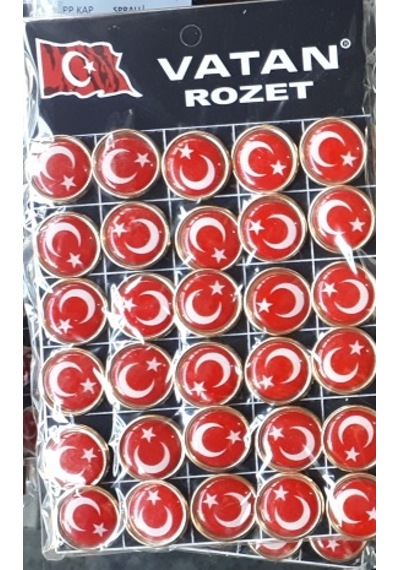 Yaka Rozeti Türk Bayrağı  2 Cm Çap Yuvarlak