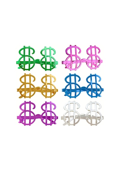 Dolar Şekilli Metalize Parti Gözlüğü 6 Adet Tdrtr