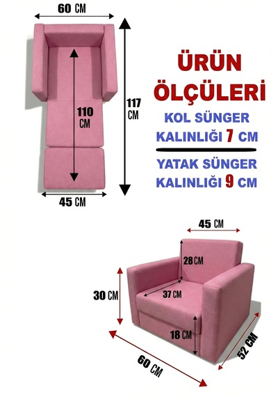 Çocuk Koltuğu Komple Sünger Katlanabilir Yataklı Minder Yatak 0-4 Yaş Soho Pembe Standart