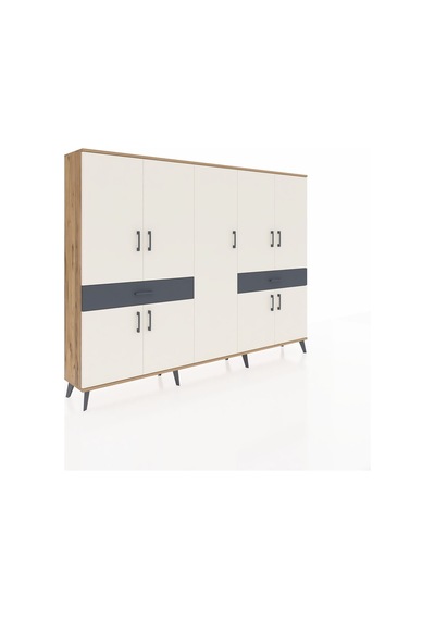 Arges Dolap 12 Raflı 2 Çekmeceli 8 Kapaklı 220x30x163 Çam-aytaşı/antrasit Aytası/antrasıt - Atlas Çam Arges Dolap 12 Raflı 2 Çekmeceli 8 Kapaklı 220x30x163 Çam-aytaşı/antrasit Aytası/antrasıt - Atlas Çam