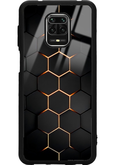 Xiaomi Redmi Note 9 Pro Yellow Carbon Tasarımlı Glossy Telefon Kılıfı Siyah