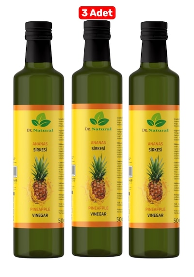 3 Adet Ananas Sirkesi Doğal Fermantasyon Detox Sirke 500 Ml