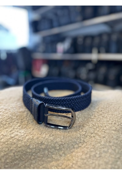 Trg Polo Lacivert 3,5 Cm Örgü Desenli Erkek Kemeri Lacivert