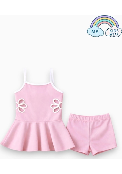 My Kids Wear Kız Çocuk Nakış Detaylı Garson Boy Mayo 5-14 Yaş 12596 Açık Pembe