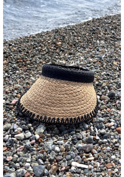 Zigzag Biyeli Vizör Hasır Şapka Güneş Koruyucu Siperlik Rş-2104 Camel Camel