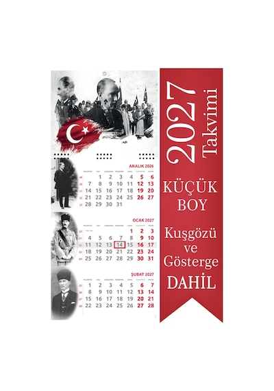 2027 Atatürk Küçük Boy Gemici Takvimi Denizci Duvar Takvimi 27,5x60,5 Tek Parça Spiralli