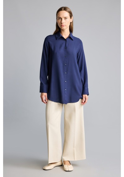 Defacto Regular Fit Basic Uzun Kollu Tesettür Gömlek Tunik Z3538az26spnv31 Lacivert-nv31