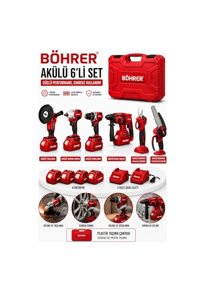 Böhrer Ba011394 6 Lı Budama Makine Kombo Set 36v 5ah