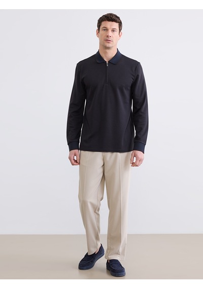 Lcwaıkıkı Classic Kahverengi Polo Yaka Erkek Sweatshirt