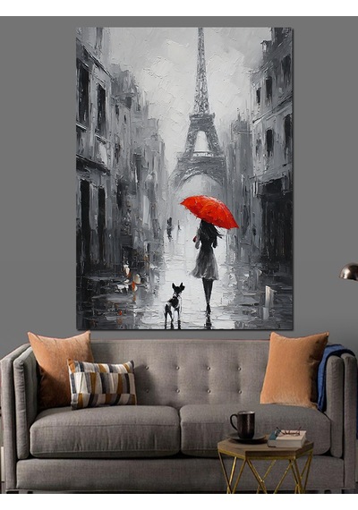 Ahşap Tablo Paris Eyfel Yağmurlu Manzara