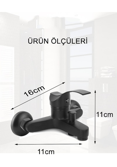 Mat Siyah Mix Banyo Duş Bataryası Robot Yağmurlama Duş Seti 2 İn 1 Set Siyah