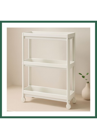 Bezos Tekerlekli Slim Çok Amaçlı Raf Ünitesi - 3 Derin Raf Beyaz Bzs01