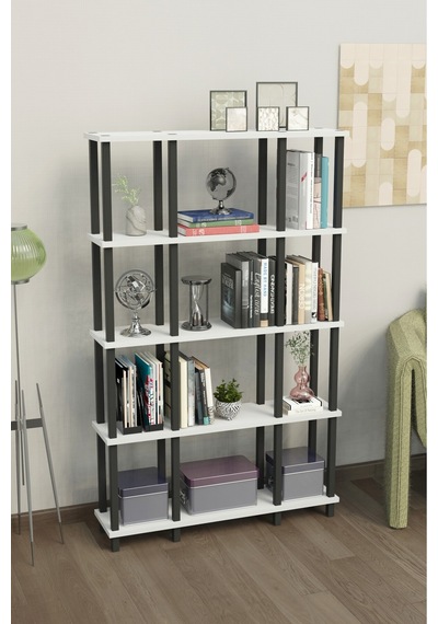 Venora 5 Katlı Modern Kitaplık Dekoratif Çok Amaçlı Kitaplık Ve Organizer Çok Raflı Düzenleyici - Beyaz Beyaz Venora 5 Katlı Modern Kitaplık Dekoratif Çok Amaçlı Kitaplık Ve Organizer Çok Raflı Düzenleyici - Beyaz Beyaz