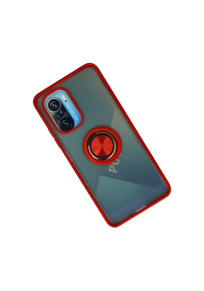 Xiaomi Redmi K40 Uyumlu Kılıf Montreal Yüzüklü Silikon Kapak - Kırmızı
