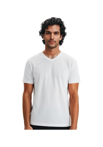 Arma Ar-ma Erkek V Yaka Tişört Baskisiz Basic Örme Kumaş Regular Fit %100 Pamuk 30/1 Penye Süprem Y31364408102 Beyaz-b1