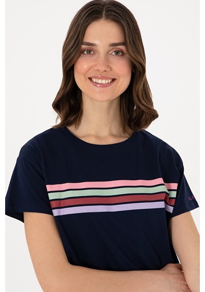 U.S. Polo Assn. Kadın Bisiklet Yaka Tişört 50308639-vr033 Lacivert