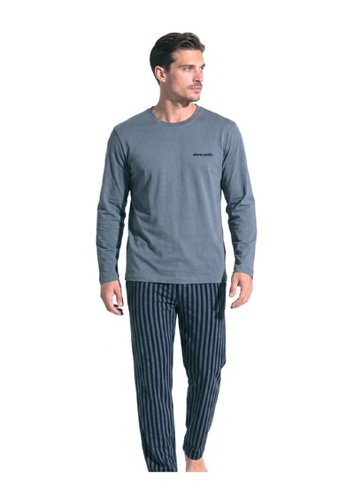 Pierre Cardin 6147 Erkek Uzun Kollu Bisiklet Yaka Pijama Takımı -gri