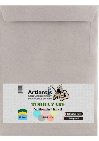 Torba Zarf 17x25 Cm Kraft 90 Gr Silikonlu 25'li 1 Paket Artlantis