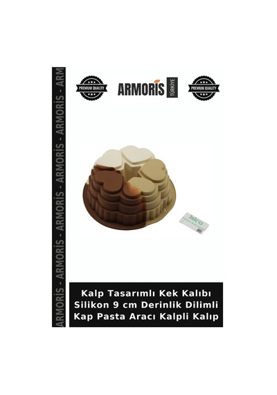 Kalp Tasarımlı Kek Kalıbı Silikon 9 Cm Derinlik Dilimli Kap Pasta Aracı Kalpli Kalıp Çok Renkli