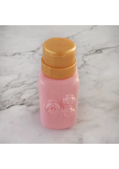 Çiçek Desenli Pompalı Sıvı Şişesi Aseton Cleanser Şişesi Pembe 200ml