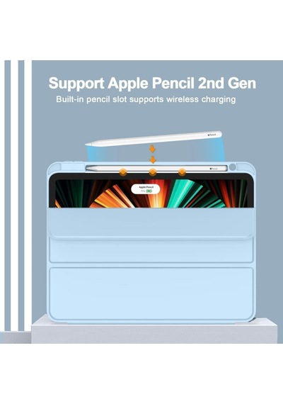 Apple Uyumlu iPad, Pro 12.9 5. Nesil 2021 Kılıf Kalem Bölmeli Smart Case