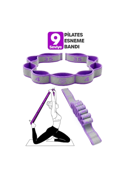 9 Seviye Direnç Bandı Jimnastik Eğitim Pilates Yoga Egzersiz Esneme Lastiği Resistance Bandı Tdl9 Çok Renkli